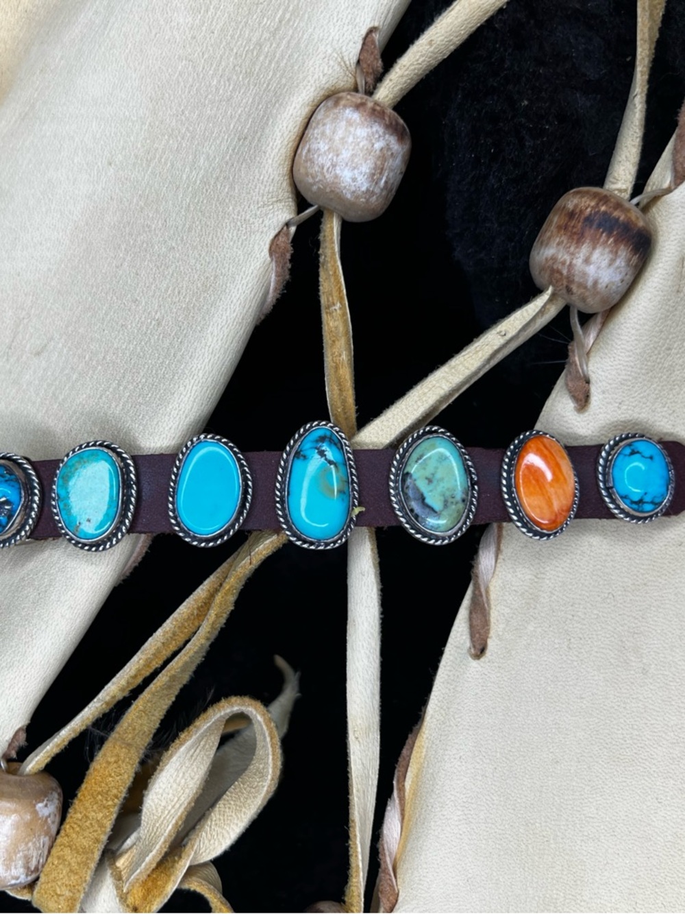 🩵🩵Native American Made Genuine Turquoise, Sterling Silver and Leather Braclet🩵🩵 - Picture 7 of 10